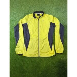Mizuno Impermalite Mens Running Jacket Neon Yellow Black Full Zip Windbreaker M